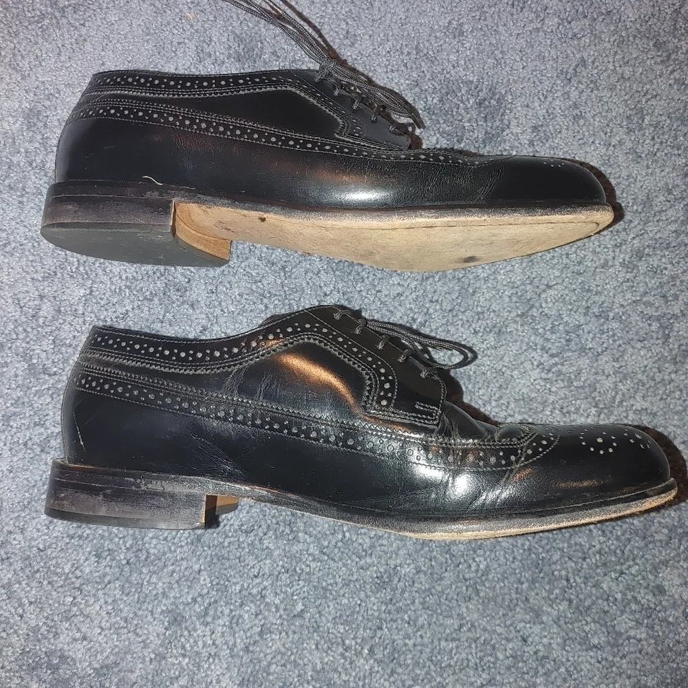 Bostonian Black Leather Wingtip Men's Shoes, Size 10.5